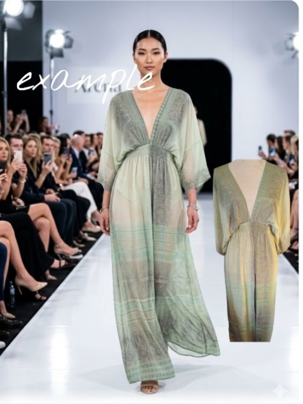 Light Green V-Neck Long Women's Dress